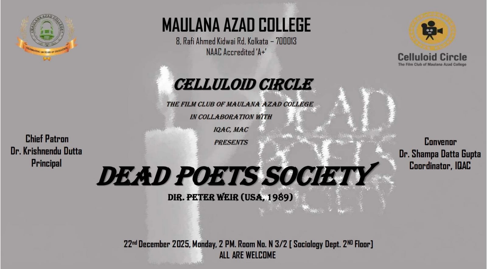 Celluloid Circle Presents Dead Poets Society